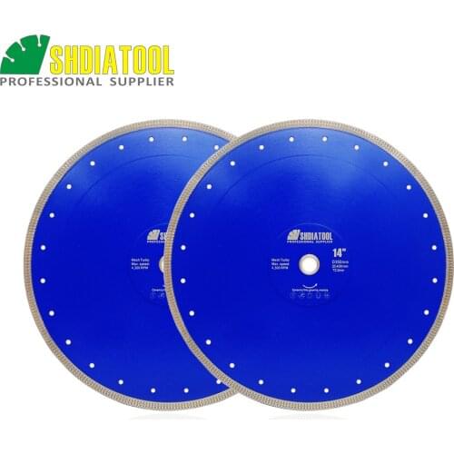 SHDIATOOL 2pcs Dia14"/350mm Hot-pressed Sintered Diamond Cutting Disc X Mesh Turbo Rim Segment Saw Blade For Tile Ceramic Marble