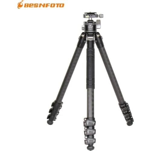 Besnfoto BX-T2130 Carbon Fiber Tripod Low Center Of Gravity Head Camera Stands For Canon Nikon Sony DSLR Max Loading 8KG
