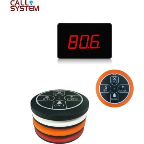 Ycall Restaurant Table Wireless Calling System 6pcs Call Transmitter Button+1pcs Host Receiver