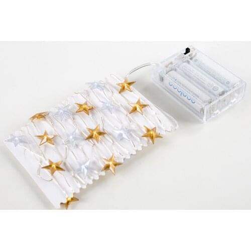 3.3M 30LEDs Gold Star LED String Fairy Light Battery Operated Holiday Garland For Living Room Outdoor Decoration Patio Party