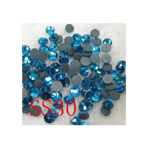 Special Blue SS30 288pcs/Bag Crystal DMC Hot Fix FlatBack Rhinestones glass strass heat transfer Hot Fix crystal stones