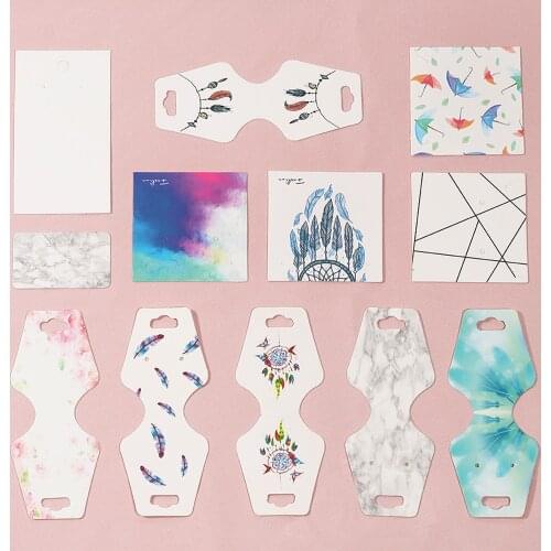 30pcs Colorful Earrings Necklaces Jewelry Display Card Accessories Feather White Price Hang Tag Gift 3x5/5x5/5x7/5x9/6x6cm