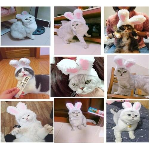 Funny Pet Dog Cat Cap Costume Warm Rabbit Hat New Year Party Christmas Cosplay Accessories Photo Props Headwear