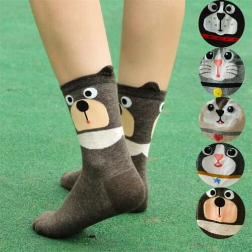New arrival women cartoon socks colorful patterned warm sock lady and womans funny animal cotton socks