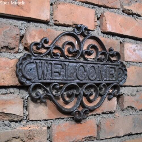 Welcome Sign Wall Plaque Home Garden Outdoor Hanging Decor decorative creative retro shop signs Cast Iron Country Cottage House