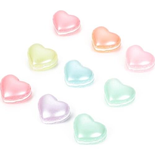10Pcs Resin Kawaii Accessories Heart Macaroon Flatback Cabochon Embellishment For Scrapbooking Diy Decoration Craft Mixed