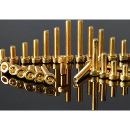 10pcs M6 Titanium plating gold allen screw hexagon socket head cap stigma bolt cup heads hex knurled screws 6mm-35mm length