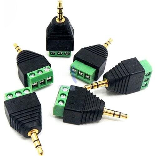 100pcs Jack 3.5mm Stereo Plug Connector Male Back-end Screw Wiring Audio Headphone Plug Free Solder Joint Three Sections