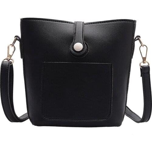2020 New Brand Women Solid Color Bucket Bag Female Fashion PU Leather Shoulder Bag Crossbody Bag for Party