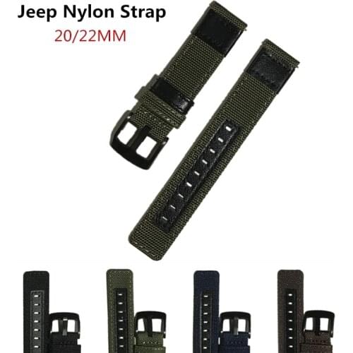 22mm 20mm Canvas Nylon + Genuine Leather Watchband For Armani Diesel Fossil Timex Jeep Quick Release Watch Band Wrist Strap