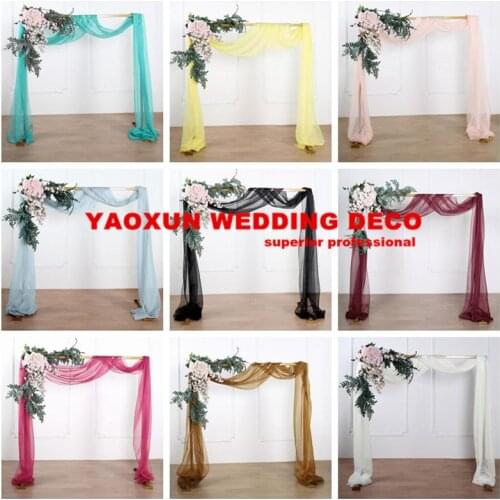 3m 6m 9m 12m Solid Color Chiffon Wedding Arch Draping Backdrop Fabric Arbor Drapes For Outdoor Wedding Ceremony Party Curtains