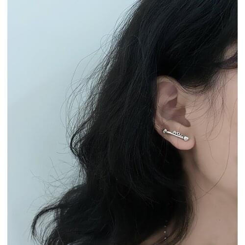925 sterling silver earring simple zircon long ear line smile stud earring love heart wild sweet temperament woman girl ear jewe
