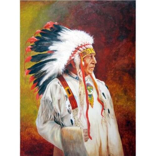 Indian style 5D DIY Diamond Embroidery feather man Diamond Painting Cross Stitch Square Drill Mosaic home Decoration