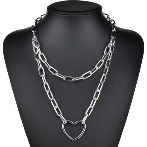 Hollow Love Heart Shape Chain Presents&Necklace For women Jewelry Heart Necklaces Gold Statement Bijoux Femme Necklace SE200025