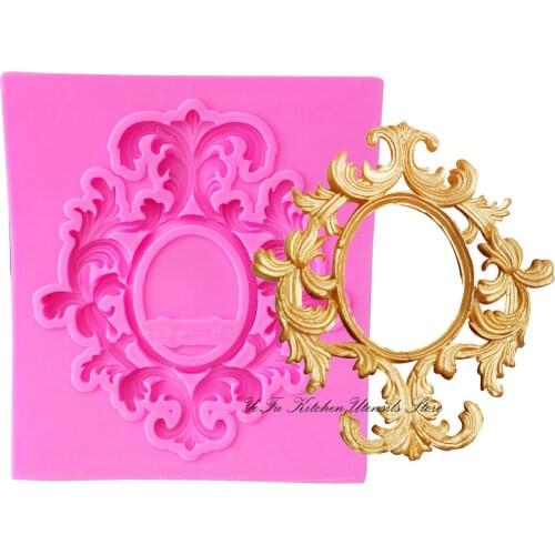 Flower lace border Frame silicon fondant mold wedding cake decorating tools gumpaste mould chocolate sugar art displays T0986