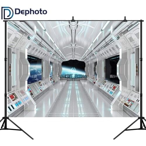DePhoto Spaceship space planets elements furnished theme photo backdrop Vinyl cloth Computer print wall photography background