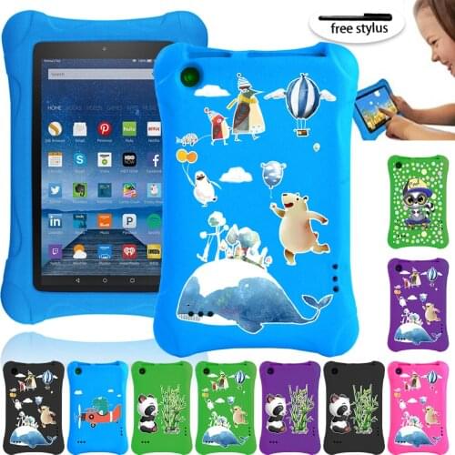 Kids Tablet Case for Amazon Fire 7(5th/7th/9th Gen)7 Inch Shock Proof EVA Soft Shell Full Body Cover with Cartoon Pattern Series