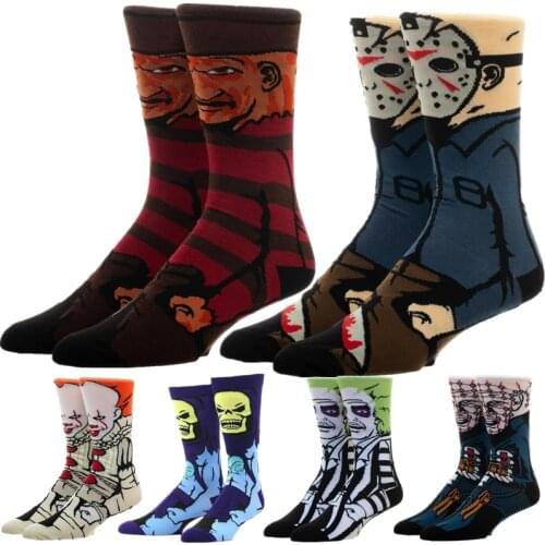 Jason Voorhees Freddy Pennywise Beetlejuice Pinhead Hellraiser Scary Cosplay Costumes Cotton Socks Halloween Adult Stockings