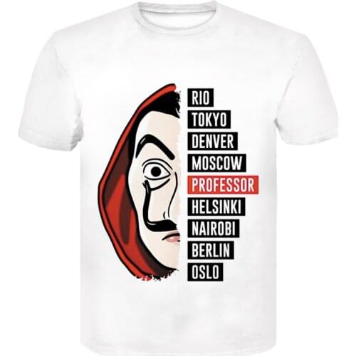 Hot summer Movie Money Heist of Paper T Shirt 3D Print La Casa De Papel Hip Pop cool Short sleev off white loose tshirt O-neck