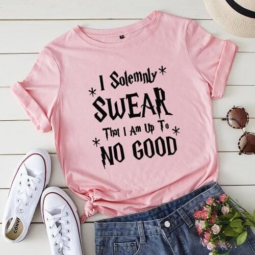 Homme I Solemnly Swear That I Am Up To No Good T Shirts Women 100% Cotton Tshirts Female Print Fashion Tops Tee