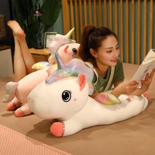 Kawaii さくらユニコーンanime lying unicorn Licorne Sakura plush stuffed animal toy cherry blossom unicorn pillow bed home decoration gif