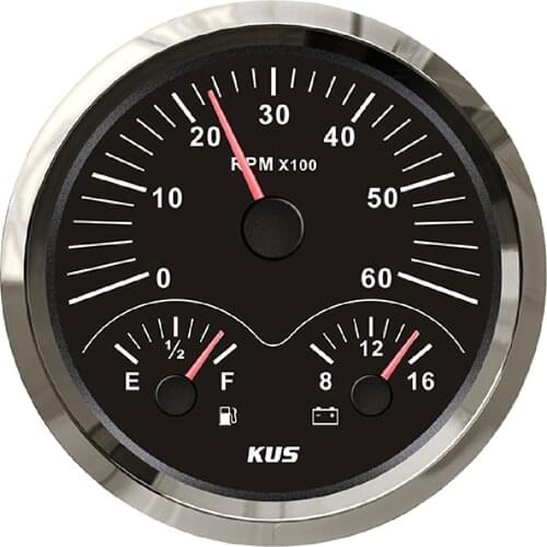 KUS 3 in 1 Multifunction Gauge Tachometer, fule Level Meter, Voltage Meter