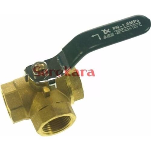 L-Port 1" BSP Female 3 Way Brass Ball Valve Max Pressure 0.8Mpa Air Gas Water Fuel