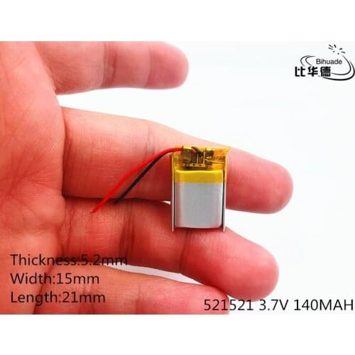 Li-Po 3.7V 140mAh 521521 Lithium Polymer LiPo Rechargeable Battery ion cells For Mp3 Mp4 Mp5 DIY PAD DVD E-book headset