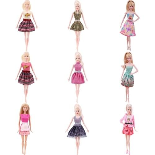 Doll Clothes Suspenders And Sleeveless Waxed & Printed Dresses For Barbies Doll Outfit Clothes Accessories Girls Toy Gift