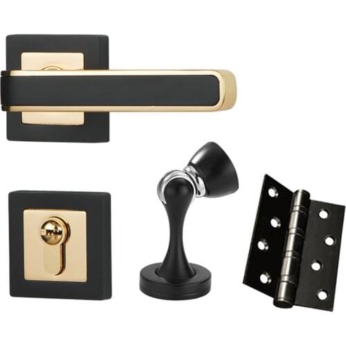 Moden Simple fashion interior solid wooden door lock gold silver black bedroom Bookroom mute door lock , black door hings stops