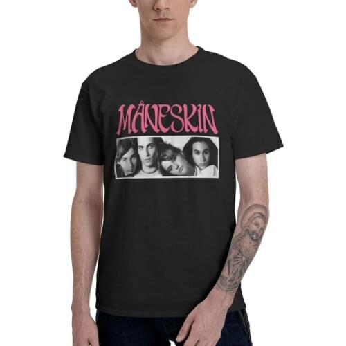 Mens Maneskin Italy Band Rock Music T-Shirt Fashion Victoria De Angelis Artwork Tshirt Short Sleeve Cool T Shirt 100%Cotton Tee