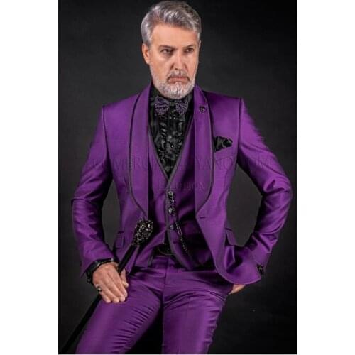 Handsome One Button Groomsmen Shawl Lapel Groom Tuxedos Men Suits Wedding/Prom Best Man Blazer ( Jacket+Pants+Tie+Vest) A169