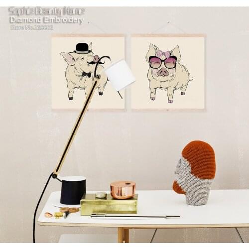 Diy Diamond Painting Cross Stitch Handmade Embroidery Fashion Style Sweet Home Beauty Animal Pig family Needlework Mosaic kit