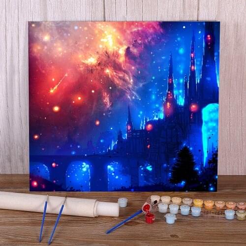 Scenery The Magic Castle Painting By Numbers Kit Acrylic Paints 50*70 Oil Painting Decoration Crafts For Adults Wholesale