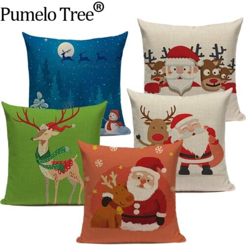 45x45cm Elk Snowflake Santa Claus Pillowcase Christmas Decor for Home Christmas 2019 Ornament Navidad Xmas Decor Kerst Decoratie