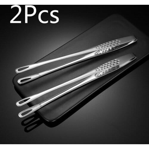 2Pcs Non-slip Stainless Steel BBQ Food Tongs Buffet Cooking Tool Anti Heat Bread Clip Pastry Clamp Barbecue Kitchen Tools