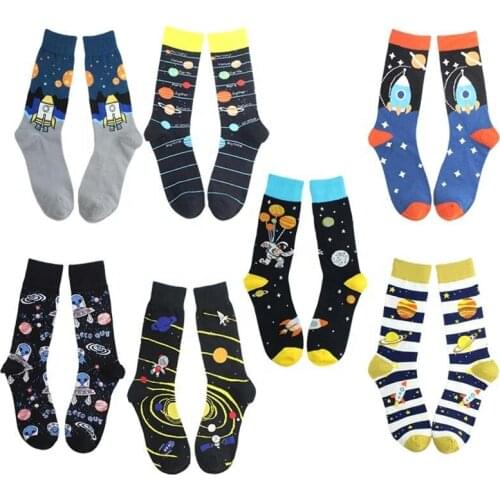 Wholesale Planet Pattern Soft Socks Alien Crew Fashion Funny Socks for Men Men