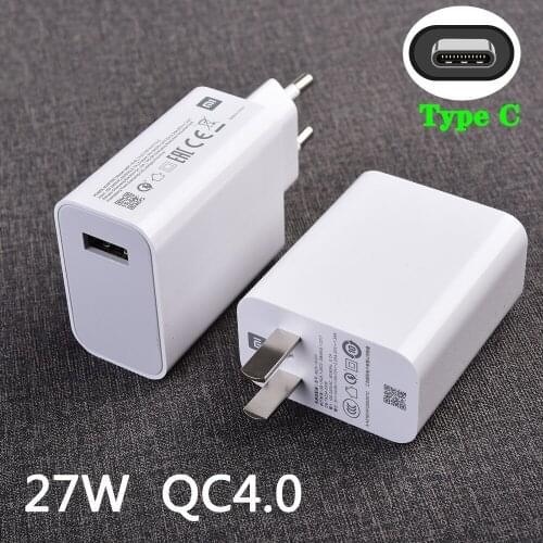Original Xiaomi Quick Charger 27W QC 4.0 Turbo Charger Type-C For Mi 10 Pro 9 SE Redmi Note 8 K20 K30 Pro Poco F2 Pro MIX 3 Pad4