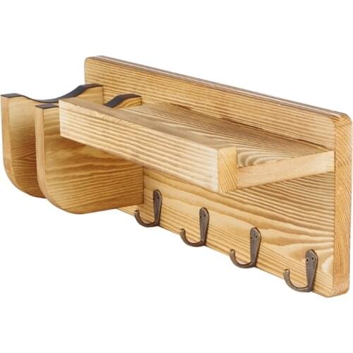 WXTF Guitar Hanging Rack Guitar Bracket Wood Guitar Rack Wall Mounted with Pick Holder and 4 Hooks