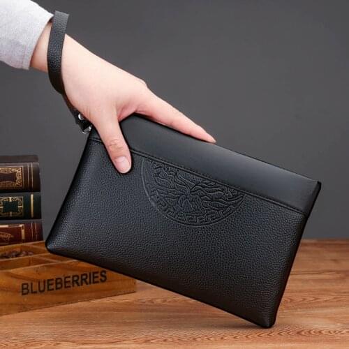 Luxury Brand Bag Fashion Waterproof High Quality Soft PU Leather Mens Purse Envelope Bag Bolso Hombre Clutch Sacoche Homme