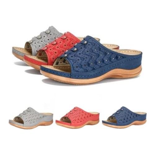 Summer Women Slippers Rome Retro Casual Shoes Thick Bottom Wedge Open Toe Women Sandals Beach Slip On Slides Female