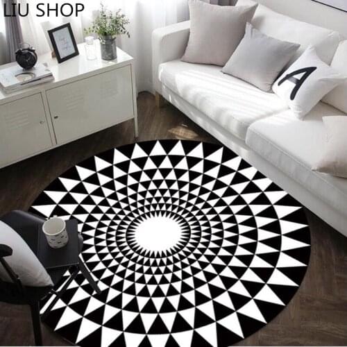 LIU European modern personality geometric carpet round living room 80/100/120cm bedroom bed rug cartoon computer chair pad