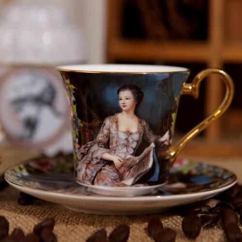 Europe Court Figure Bone China Cup And Saucer Set Porcelain Tea Cup Coffee Cups Afternoon Tea Party Home Decoration Accessories