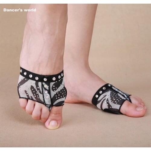 Wholesale belly dance 5 holes foot thong dance shoes foot half sun diamond decorated size 34 - 41 (us3.5 - 10.5) S,M,L,XL