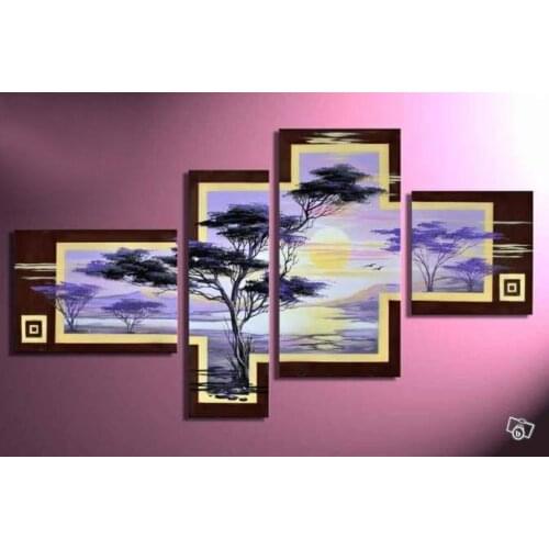 Warm color forest home decor hand-painted wall art abstract oil painting scenery free shipping
