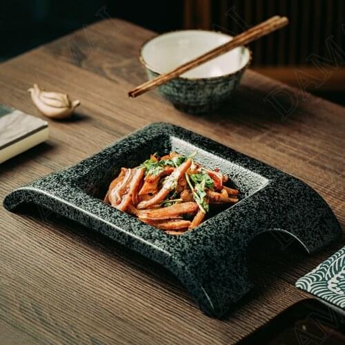 Japanese Ceramic Plate Irregular Vegetable Salad Plates Creativity Restaurant Sushi Tray Kiln Change Glaze Kitchen Tableware