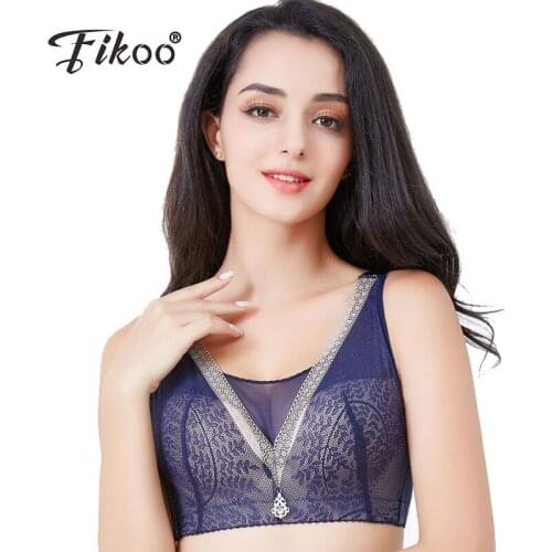 Fikoo Full Coverage Women Bras with Mesh C D Cups Brassiere for Big Size Lady 42 44 46 Intimates Female Bra Tops lingerie