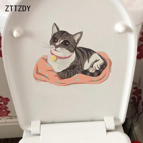 ZTTZDY 24.2*19.3CM Docile Cat Toilet Sticker Home Decor Wall Decal T3-0081