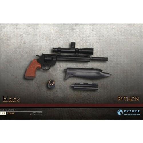 ZY2009F PYTHON black 1/6 scale pistol model for 12 inch action figure