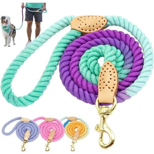 150cm Dog Leash Round Cotton Dogs Lead Rope Colorful Pet Long Leashes Belt Outdoor Dog Walking Training Leads Ropes